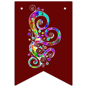 Bandeirinha Desenho Pintado à Mão Coração Espiral 2