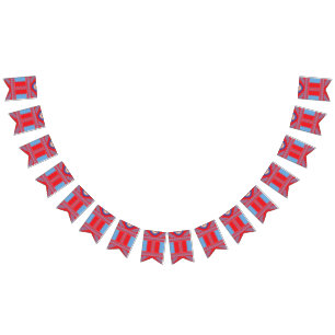 Bandeirinha design de um padrão vermelho e azul