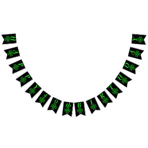 Bandeirinha Design do Nó Celta Irlandês Verde Brilhante a Pret