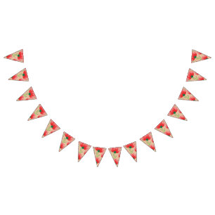 Bandeirinha Design vermelho vibrante com padrão floral