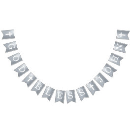 Bandeirinha Deus abençoe 4 Cartas Nome Silver Baptism Comunhão