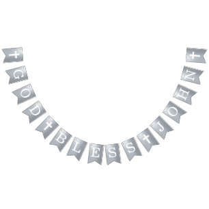 Bandeirinha Deus Abençoe 4 Letras Nome Prata Batismo Comunhão