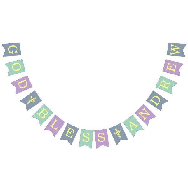 Bandeirinha Deus abençoe 6 Letras Blue Green Baptism Commune (Todos)