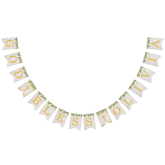 Bandeirinha Deus abençoe 6 Letras Calla Floral Comunhão Baptis (Todos)