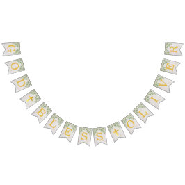 Bandeirinha Deus abençoe 6 Letras Foliage Dourado Baptism Comm