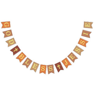 Bandeirinha Deus Abençoe 6 Letras Neutros Batismo Confirmação