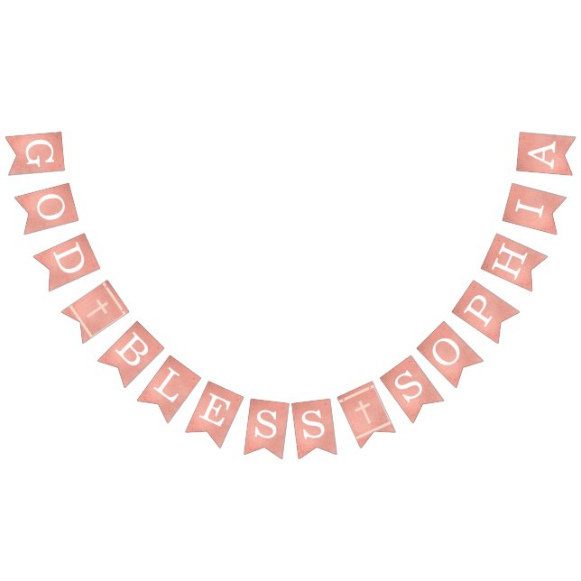 Bandeirinha Deus abençoe 6 Letras Rosa do Batismo Dourado Comu (Todos)