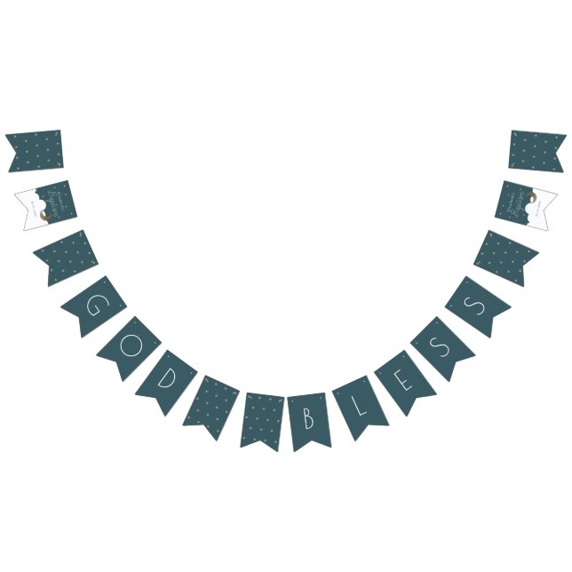 Bandeirinha Deus abençoe Crescente Lua e Estrelas Marinho Bati (Todos)