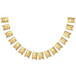 Bandeirinha Deus abençoe Dourado 4 Letras Nome Comunhão Baptis