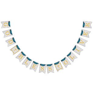 Bandeirinha Deus Abençoe Nome Geodo Azul Menino Batismo Comunh