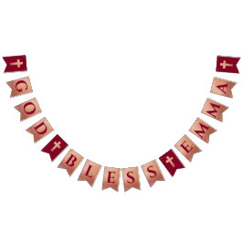 Bandeirinha Deus Abençoe Rose Gold Burgundy Batismo Comunhão