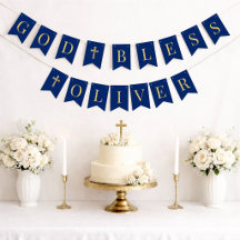 Deus Abençoe Royal Blue 6 Letras Batismo Comunhão