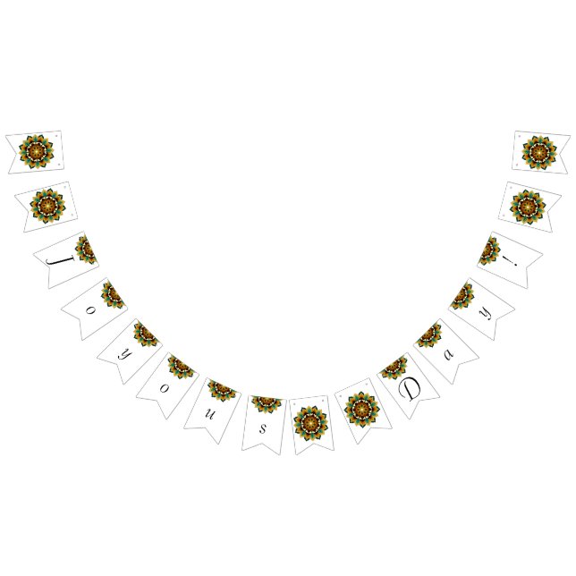 Bandeirinha Dia de Alegria! Mandala em bunda amarela e bronzea (Todos)