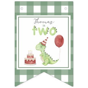 Bandeirinha Dinosaur aquarela 2º aniversário