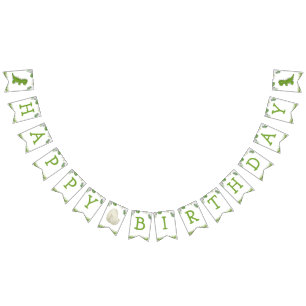 Bandeirinha Dinossaur Birthday - aquarela verde amarelo