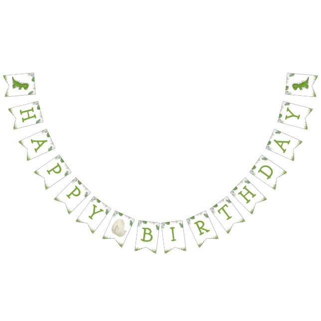 Bandeirinha Dinossaur Birthday - aquarela verde amarelo (Todos)