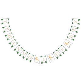 Bandeirinha Dinossauro 4ª Festa de Aniversário Dourada Tyranno