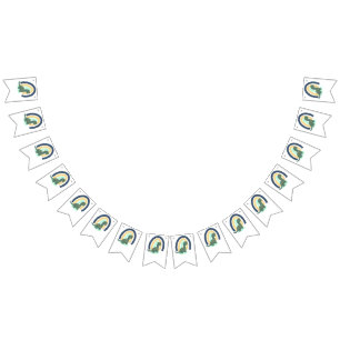 Bandeirinha Dinossauro desenhado à mão com Festa de aniversári