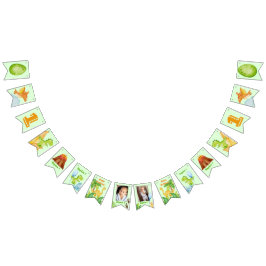 Bandeirinha Dinossauro personalizado verde com 2 fotos