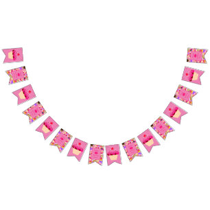 Bandeirinha Divertimento, cupcake cor-de-rosa brilhante algum