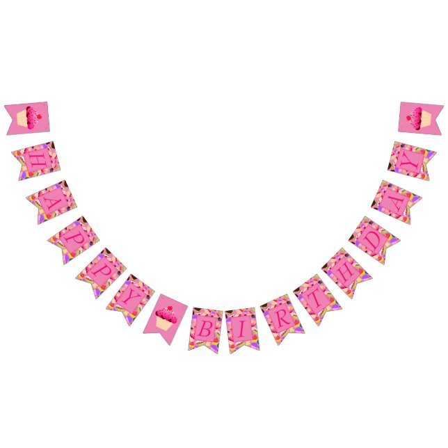 Bandeirinha Divertimento, feliz aniversario do cupcake (Todos)