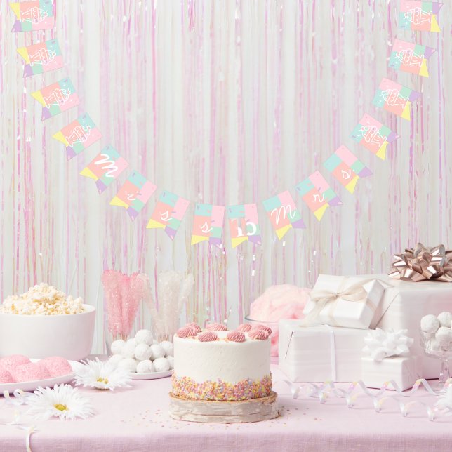 Bandeirinha Do Miss ao Mrs. Chá de Bebê com Sorvete Retrô (Miss to Mrs. Retro Ice Cream Bridal Shower Bunting Flags)
