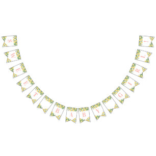 Bandeirinha Doce Menina Rosa Limões Rosa Chá de fraldas de Cit