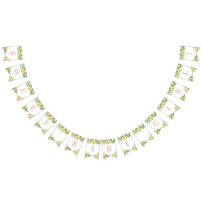 Bandeirinha Doce Menina Rosa Limões Rosa Chá de fraldas de Cit (Todos)