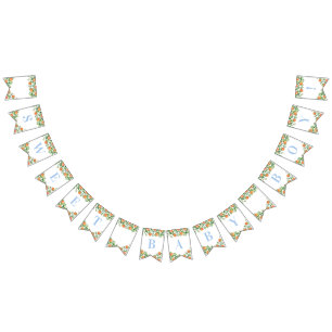 Bandeirinha Doce Menino Citrus Chá de fraldas Azul Pó