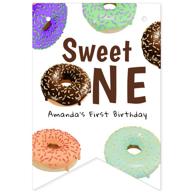 Bandeirinha Donuts Sweet One 1º Aniversário (Primeira Bandeira)