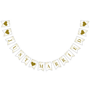 Bandeirinha Dourados amigos no Recem casados branco recém-casa