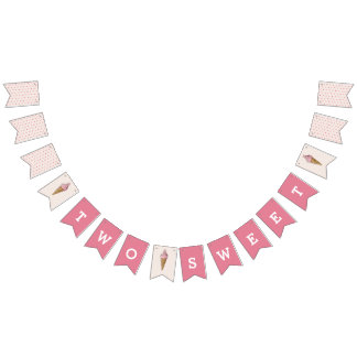 Bandeirinha Duas Banner de Sorvete Rosa Doce