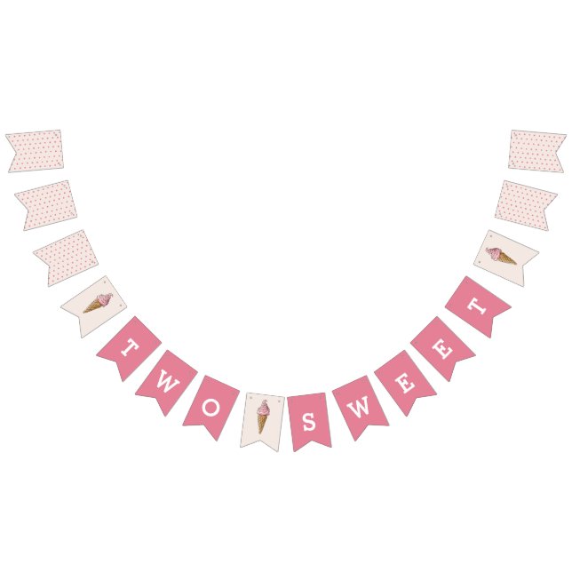 Bandeirinha Duas Banner de Sorvete Rosa Doce (Todos)