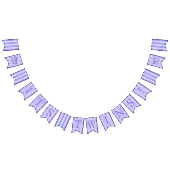 Bandeirinha É gêmeos! O elefante do bebê floresce o tema roxo (Todos)