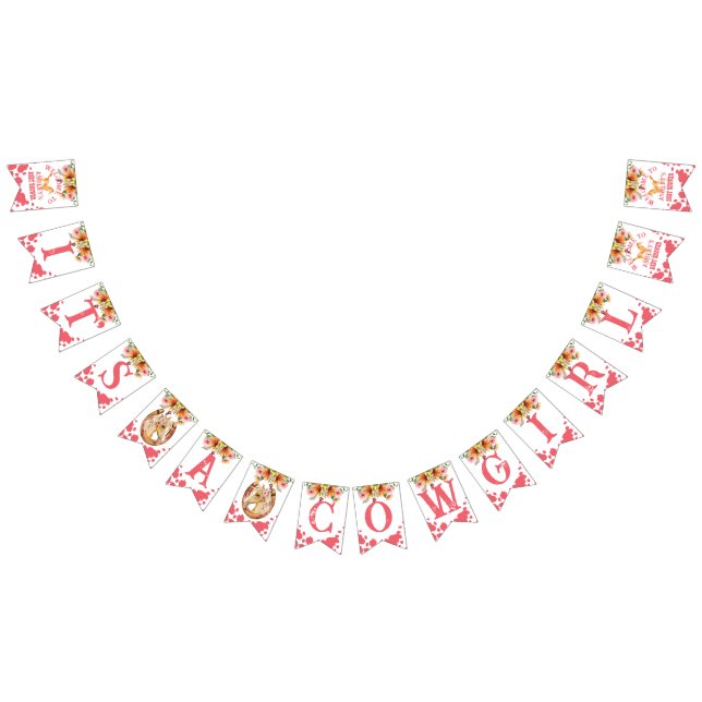 Bandeirinha É um chá de fraldas de vaquinha rosa (Todos)