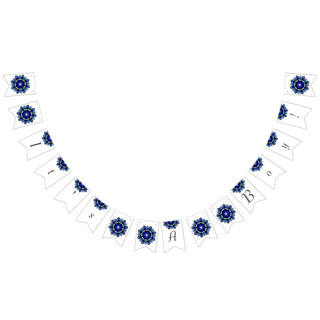 Bandeirinha É um menino! Mandala em azul escuro (Todos)