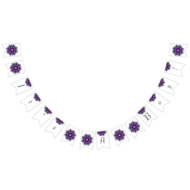 Bandeirinha É um menino! Mandala em roxo (Todos)
