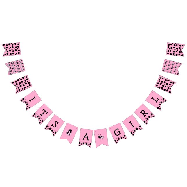 Bandeirinha É uma Garota, Banner de Chá de fraldas de Ladybug  (Todos)