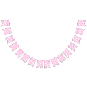 Bandeirinha É uma menina! aniversário cor-de-rosa das listra