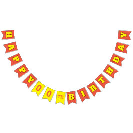 Bandeirinha Edite sua idade em LARANJA e AMARELO Feliz Anivers