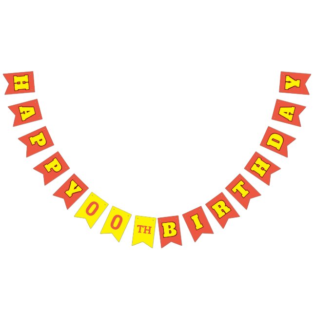 Bandeirinha Edite sua idade em LARANJA e AMARELO Feliz Anivers (Todos)