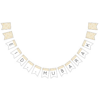 Bandeirinha Eid Mubarak decoração geométrica de ouro islâmico