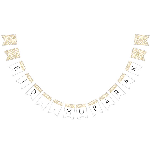 Bandeirinha Eid Mubarak decoração geométrica de ouro islâmico (Todos)