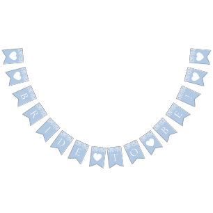 Bandeirinha Elegante Aquarela Algo Azul Noiva para Ser