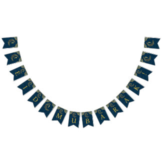 Bandeirinha Elegante Arte Islâmica Dourada Eid Mubarak Eid