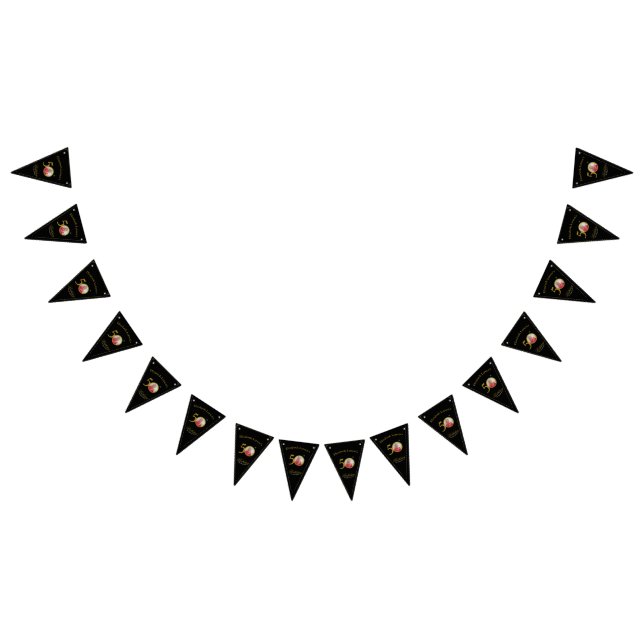 Bandeirinha Elegante Black e Dourado 50º Convite de Aniversári (Todos)