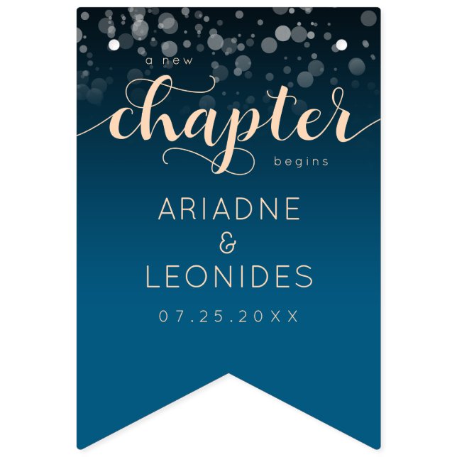 Bandeirinha Elegante Oceano Azul Casamento Um Novo Capítulo (Primeira Bandeira)