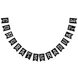 Bandeirinha Elegante Parabéns Boné Formando, Diploma Black Whi