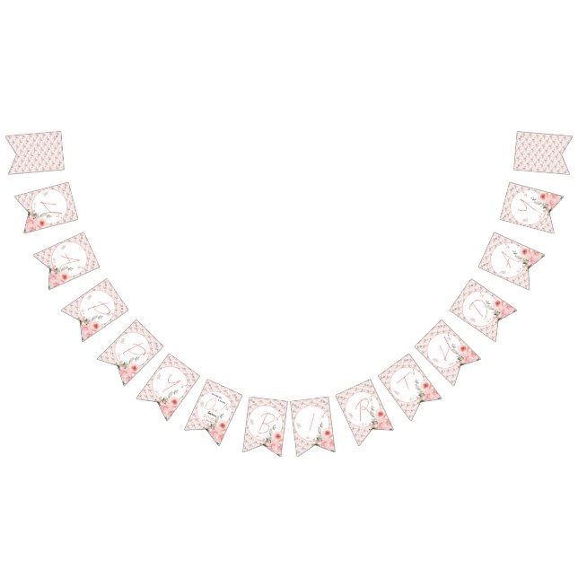 Bandeirinha Elegante primeiro aniversario Rosa Rosa Cor-de-Águ (Todos)