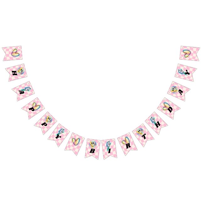 Bandeirinha Emoji Holographic Smile Pink (Todos)